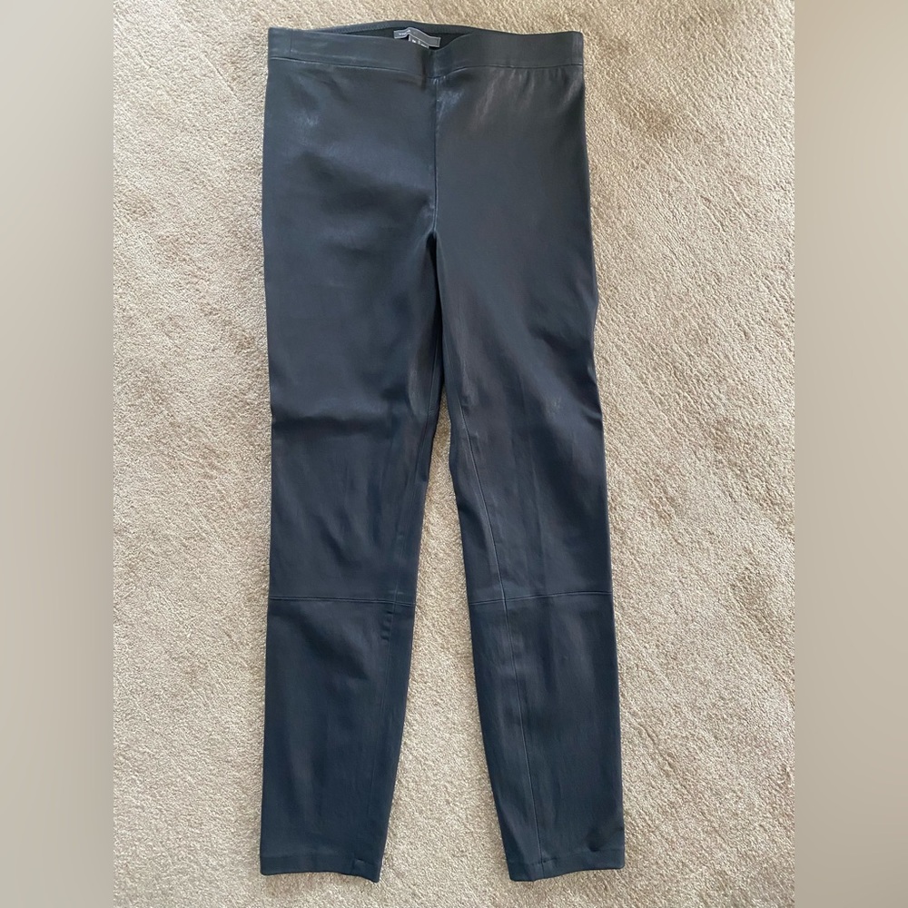 Vince - 100% Leather Dark Grey Pull-On Elastic Waist Legging.  Size M.